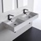 Marble Design Ceramic Wall Mounted or Vessel Double Sink With Counter Space